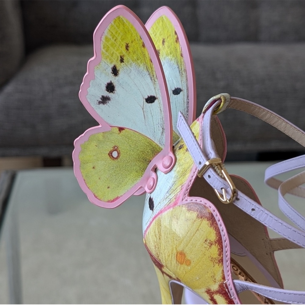 SOPHIA WEBSTER CHIARA BUTTERFLY EMBROIDERED STILETTO SANDALS ~ US 8.5 Like New 🦋 - Picture 8 of 11